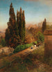 Vue du jardin de la Villa d'Este à Tivoli près de Rome - Oswald Achenbach — visning af kunstværket