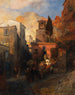 Gadebillede i en bjerglandsby i Italien - Oswald Achenbach — visning af kunstværket