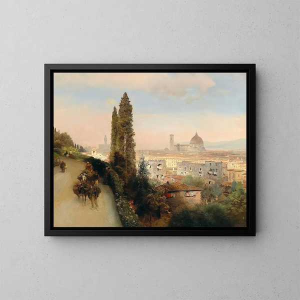 Vue de Florence - Oswald Achenbach — indrammet kunstværk på væggen