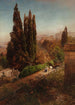 Vue depuis les hauteurs des jardins de la Villa Torlonia à Frascati, Rome - Oswald Achenbach — visning af kunstværket