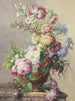 Buket af blomster i en vase på et marmorbord - Oswald Wijnen — visning af kunstværket