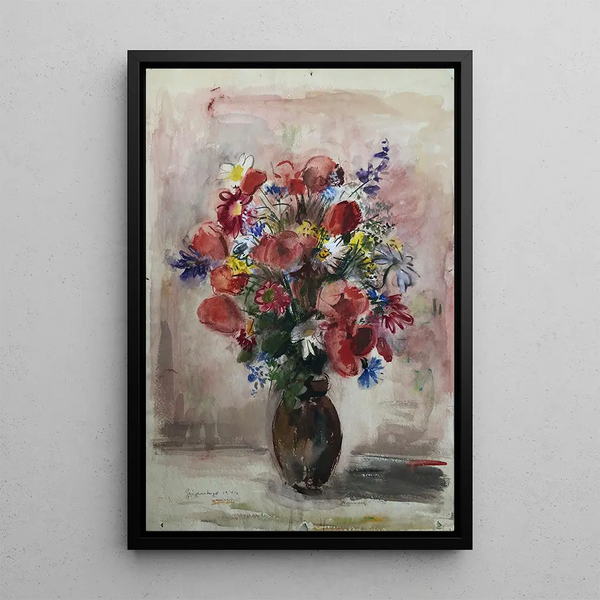 Bouquet de roses - Otto Geigenberger — indrammet kunstværk på væggen
