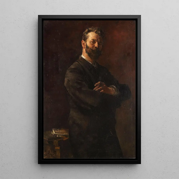 Portrait af tegneprofessor Arthur Haferkorn - Otto Greiner — indrammet kunstværk på væggen