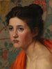 Tête d'étude féminine sur fond floral - Otto Heinrich Engel — visning af kunstværket