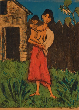 Otto Mueller - Stehende Zigeunerin mit Kind auf dem Arm from Zigeuner.webp