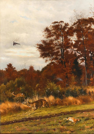 Otto Recknagel - A Hunting Scene at the Edge of the Woods.webp