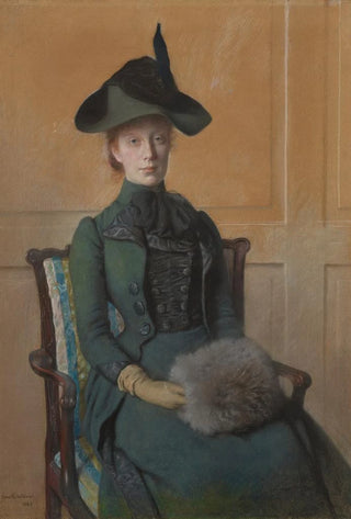 Otto Scholderer - Portrait of Elizabeth Bruel Seated with her Hands in a Muff.webp