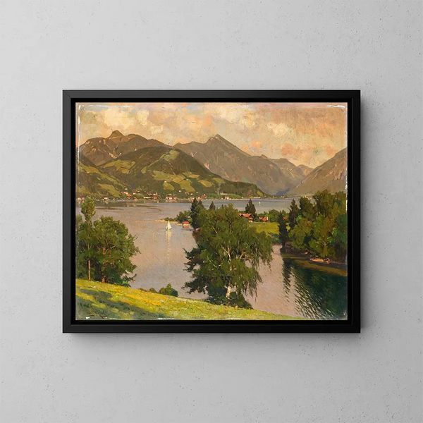 Vue sur le Tegernsee depuis l'ouest - Otto Strützel — indrammet kunstværk på væggen