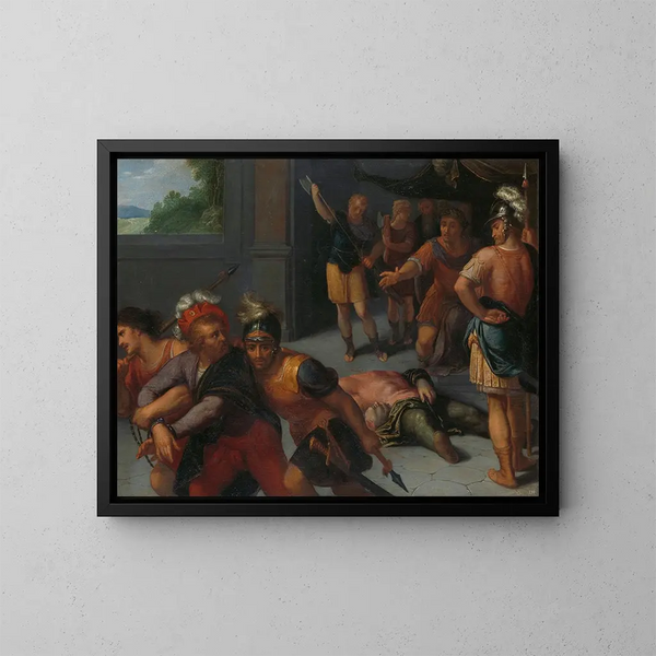 La décapitation de Claudius Paulus et la capture de Julius Civilis - Otto van Veen — indrammet kunstværk på væggen