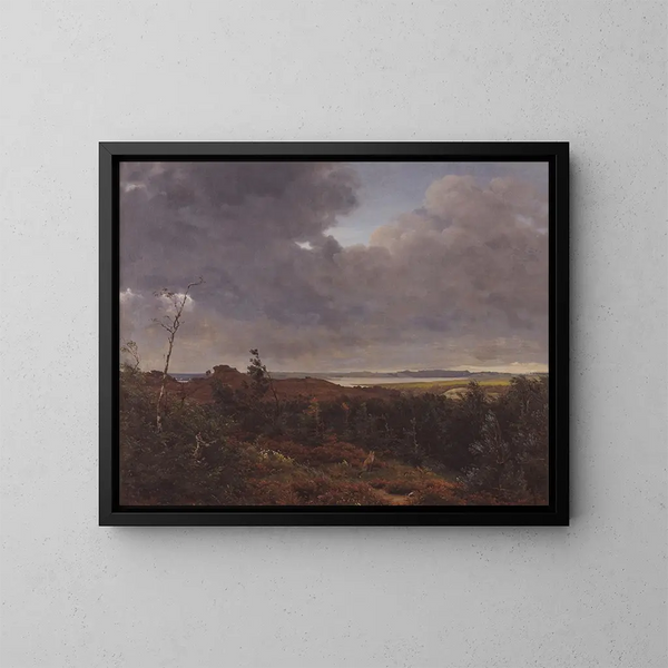 Vue de Frederiksværk depuis le bois de Tisvilde, Zealand du Nord - P. C. Skovgaard — indrammet kunstværk på væggen