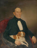 Portrait af en mand siddende med en hund - Palinka — visning af kunstværket