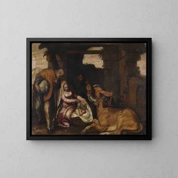 Adoration des bergers - Paolo Farinati — indrammet kunstværk på væggen