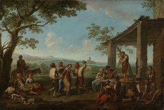 Paolo Monaldi - Tanzende italienische Bauern vor einer Osteria.webp