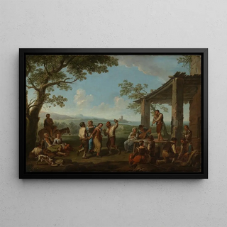 Paolo Monaldi - Tanzende italienische Bauern vor einer Osteria.webp