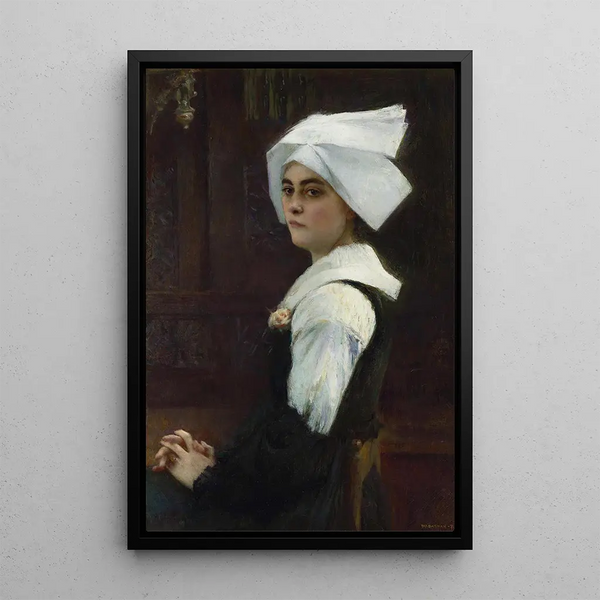 Fille bretonne - Pascal-Adolphe-Jean Dagnan-Bouveret — indrammet kunstværk på væggen