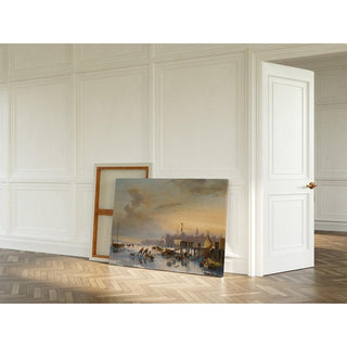 Patineurs sur l'IJ, Amsterdam - Nicolaas Johannes Roosenboom | Reproduction Tableau Décoration murale affiche copie