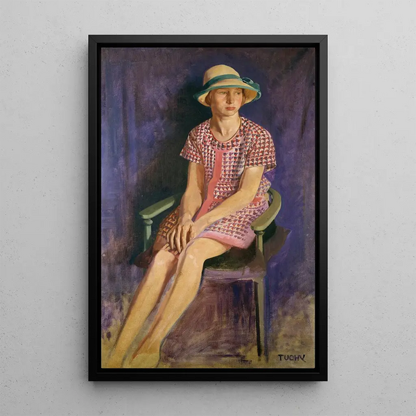 Portrait af Biddy Campbell datter af 2. Lord Glenavy - Patrick Joseph Tuohy — indrammet kunstværk på væggen