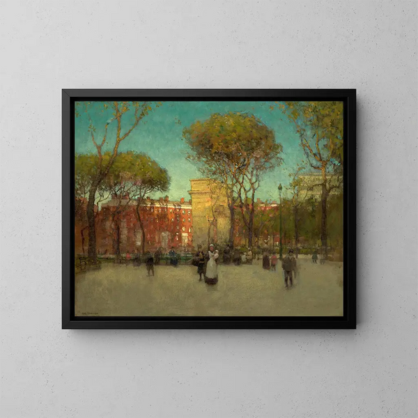 Washington Square, New York - Paul Cornoyer — indrammet kunstværk på væggen