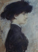 Portrait af kvinde i profil - Paul César Helleu — visning af kunstværket