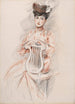 Elegant maleri med lyre-stol - Paul César Helleu — visning af kunstværket