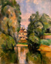 Landskabsmaleri af et landhus ved en flod - Paul Cézanne — visning af kunstværket