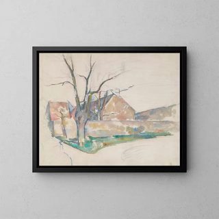 Vinterlandskab - Paul Cézanne — indrammet kunstværk på væggen