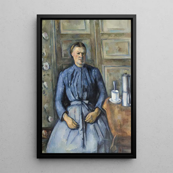 Kvinde med kaffekande - Paul Cézanne — indrammet kunstværk på væggen