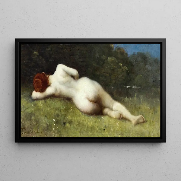 det feminine tableau i et landskab - Paul Désiré Trouillebert — indrammet kunstværk på væggen