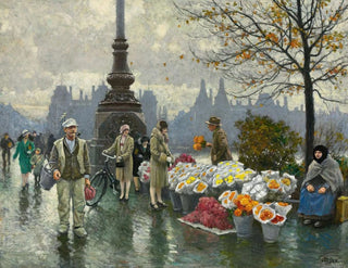 Paul Fischer - Flowersellers At Dr Louises Bro Queen Louises Bridge In Copenhagen.webp