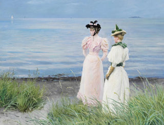 Paul Fischer - Ved stranden i Hellerup Frk Elisabeth Fischer og frk Anna Pauline Bruun en sommerdag p stranden i Hellerup.webp
