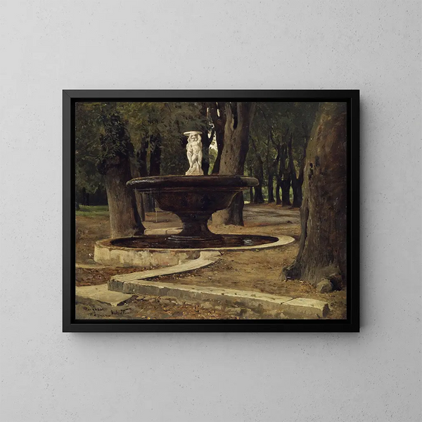 Fontaine i Villa Borghese-parken i Rom - Paul Flickel — indrammet kunstværk på væggen