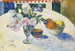 blomster og frugtbolle på et bord - Paul Gauguin — visning af kunstværket