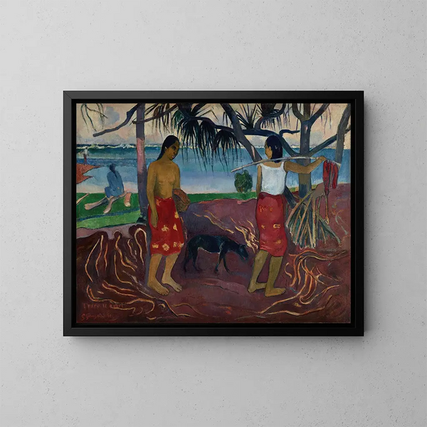 Le Raro te Oviri under pandanus - Paul Gauguin — indrammet kunstværk på væggen