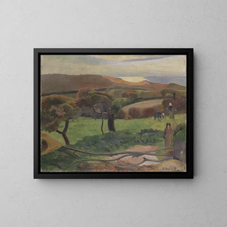 Les Champs ved kysten af havet - Paul Gauguin — indrammet kunstværk på væggen
