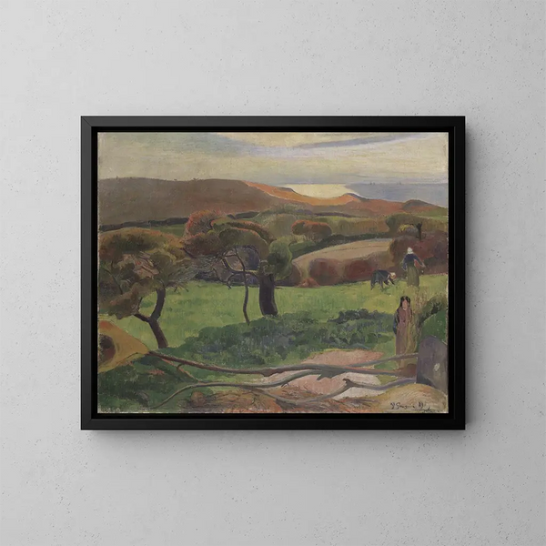 Les Champs ved kysten af havet - Paul Gauguin — indrammet kunstværk på væggen