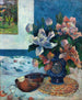 naturtro med peoner fra Kina og mandolin - Paul Gauguin — visning af kunstværket