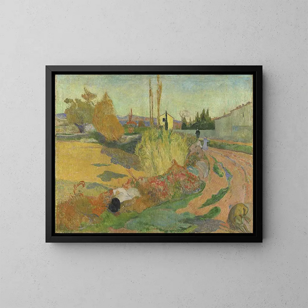 nær Arles eller Le Mas d'Arles - Paul Gauguin — indrammet kunstværk på væggen