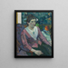 Kvinde foran en stilleben af Cézanne - Paul Gauguin — indrammet kunstværk på væggen