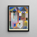 Farverigt maleri af arkitektur - Paul Klee — indrammet kunstværk på væggen