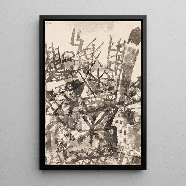 La guerre traverse une localité - Paul Klee — indrammet kunstværk på væggen