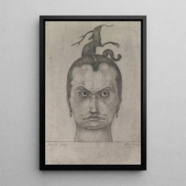 Tête Menaçante - Paul Klee — indrammet kunstværk på væggen