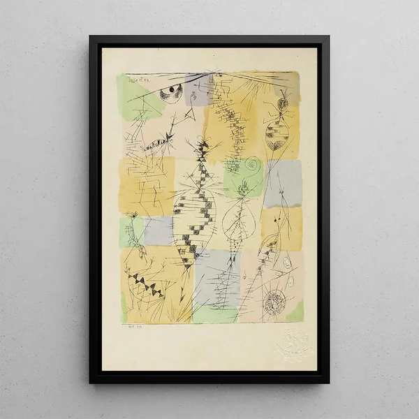 Insekter - Paul Klee — indrammet kunstværk på væggen