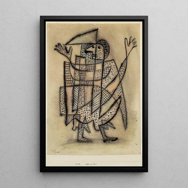 Maske med falsk - Paul Klee — indrammet kunstværk på væggen