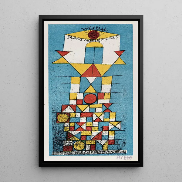 et postkort til æresudstillingen for den fremtrædende person på Bauhaus - Paul Klee — indrammet kunstværk på væggen