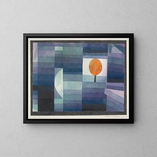 Paul Klee - The Harbinger of Autumn green and violet gradation with orange accent.webp