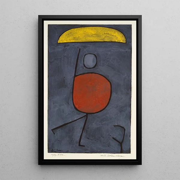 med paraply - Paul Klee — indrammet kunstværk på væggen