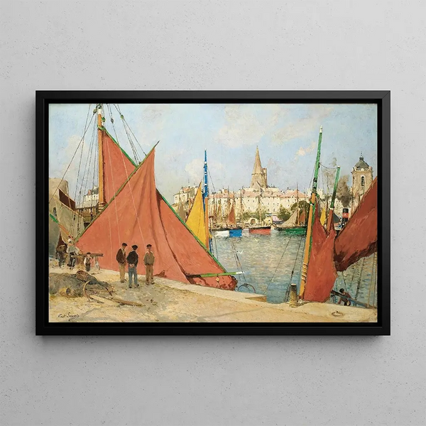 Le Port de La Rochelle - Paul Lecomte — indrammet kunstværk på væggen