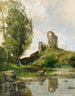 Vue de Hérisson med to bønder og et barn - Paul Lecomte — visning af kunstværket