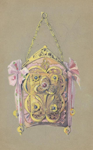 Paul Louchet - Ontwerp voor een avondtas met een verguld zilveren beugel en gestrikte linten.webp