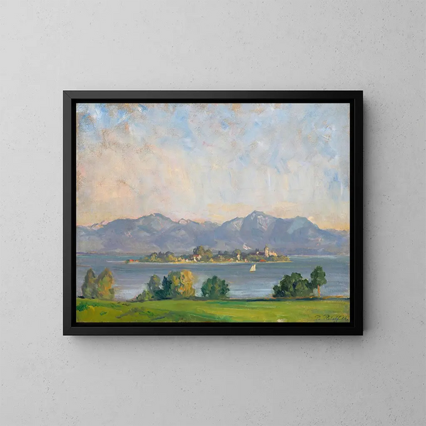 Vue sur Frauenchiemsee - Paul Roloff — indrammet kunstværk på væggen